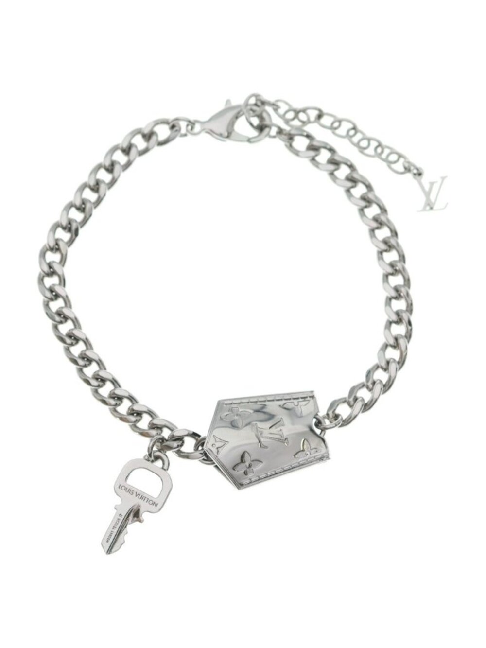 Louis Vuitton Bracelet LV Tag Chain Key Clochette Bangle Silver